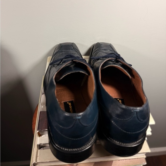 Stacy Adam’s Size 12 Navy Blue Snakeskin Men’s Shoes - Picture 14 of 16